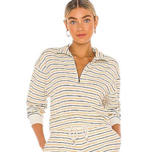 NWT - L*SPACE Best Life Terry Pullover in Surfs Up Stripe - Size Large